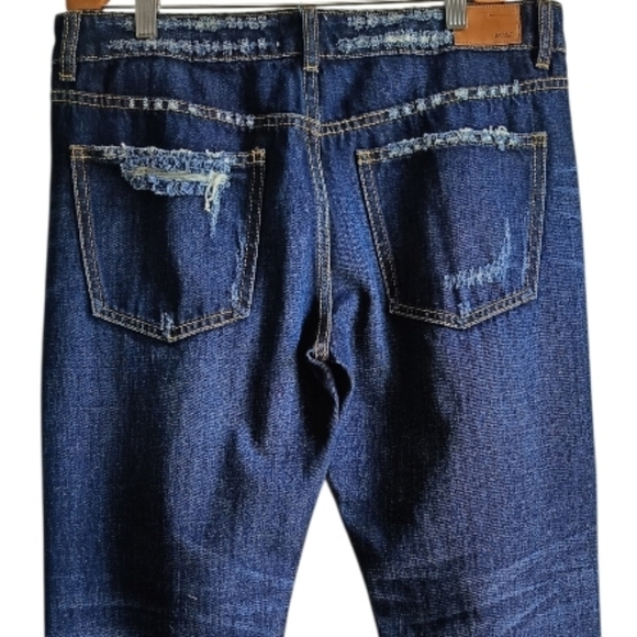 US27👖Buffalo David Bitton Mi-waist  Skinny Jeans - Dark Blue Distressed - Picture 5 of 12